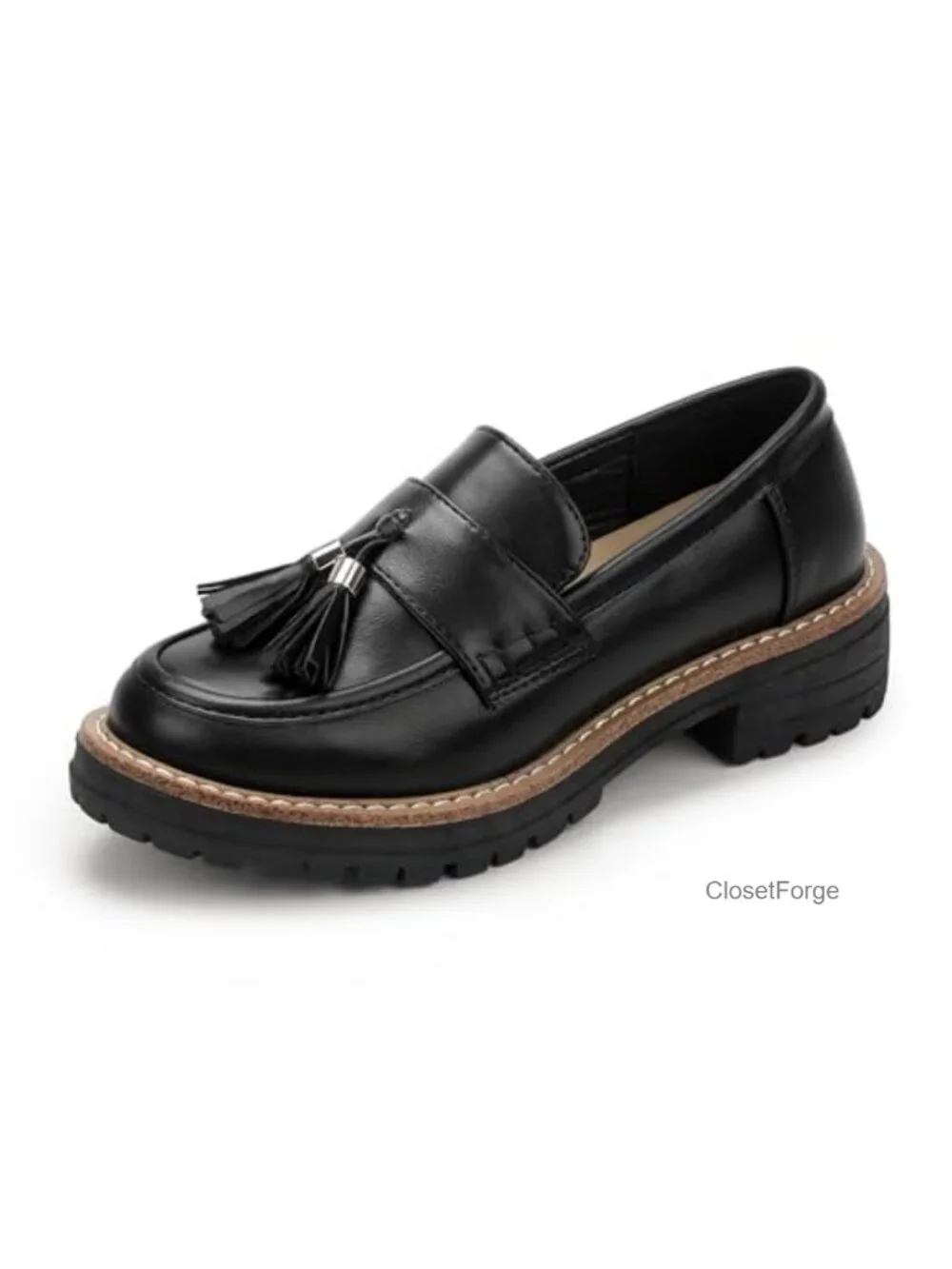 Platform Loafers Lug Sole Slip On Chunky Penny Low Heeled Tassel Dress Shoes